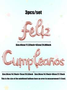 3 件/套西班牙“生日快乐”铝箔气球套装，奶油色、焦糖色、金色、银色、粉红色、玫瑰金、蓝色、粉红色、红色、黑色，悬挂气球，适用于生日派对、家庭活动、房间装饰 - 彩色 - 查看 17