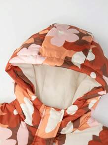 Annil Chaqueta acolchada de media longitud con estampado para niñas, abrigo de invierno para niños