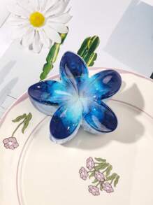 1件女款春夏抗UV數位印花藍色星空花卉髮夾，適合海灘度假、日常使用，女性節送禮佳品，秋冬髮飾，適用假期與旅行 - 彩色 - 查看 5