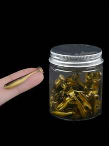 100 Pieces Of Bait In One Bottle, 1.38-Inch Bait T-Tail Soft Bait, Lead Head Hook, Slow Sinking Root Fish Worm, Sea Bass Crooked Mouth Carp, Small And Micro Fake Bait, With Night Light