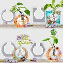 1pc Polygonal Vase Resin Mold, Hydroponic Plant Vase Mold, Silicone Mold For Resin Vase Making, Square Hexagonal Vase Concrete Mold, Home Decoration - White - View 4