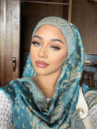 1 st. damernas bohemiska stil, vintage paisley-jacquard pashmina-halsduk, avslappnad elegant solskyddssjal, lämplig för vardagsbruk