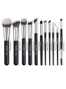 MAANGE 11pcs Professional Facial Makeup Brush Set With Paper Box ,2pcs Eyebrow Brush,2pcs Eyeliner Brush,Foundation Brush,Contour Brush,Blush Brush,Eyeshadow Brush,Nose Contour Brush ,Concealer Brush Makeup Brush With Soft Fiber For Powder,Liquid,Cream For Easy Carrying,Brush For Travel - 黑色 - 查看 10