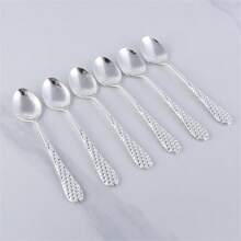 6 Peças Conjunto de Colheres de Café de Metal, Colheres para Café, Sobremesa, Fruta, Ideal para Celebrações de Feriados e Mesa de Jantar de Volta às Aulas