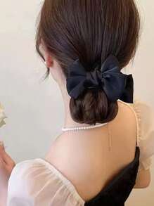1pc Chic Leopard Print Bow Hair Claw, Large Chic Leopard Print Bow Hair Clip, Elegant Polyester & Spandex Bowknot Hair Clip, - Elegant Retro Double-Layer Big Bow Hair Clip Elegant Bow Ball Head Clip High Ponytail Fixed Clip, Vintage-Inspired Fabric Hair Claw For Ponytails & Updos, Y2K Inspired PVC Knot For Women, Perfect Gift Claw Clips Hair Claws Hair Barrettes
