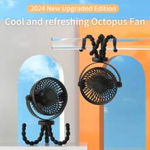 Portable Baby Stroller Fan With Phone Holder | 3 Wind Speeds, 360° Rotation, USB Rechargeable Clip-On Fan For Car Seat, Baby Crib, Office And Travel | Power Bank To Charge Phone - Black - View 2