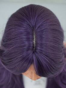 7JHH WIGS Gorgeous Extra Long Wavy Purple Wig For Women, Violet Fluffy Wave Curly Wigs With Curtain Bangs,Synthetic Fiber Full Machine Wigs For Music Festival Party, Y2k Streetwear Daily Use All-Match Fashion Accessories 30 Inch - Màu tím - Xem 6