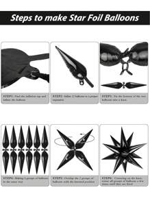 8 件/套黑色爆炸星水滴锥形铝箔气球，适用于生日派对、婚礼、毕业典礼、周年纪念、拍照道具、家庭派对装饰、庆典、送礼、主题活动、冰雪奇缘主题装饰、迪斯科派对、万圣节派对、万圣节装饰气球 - 黑色 - 查看 9