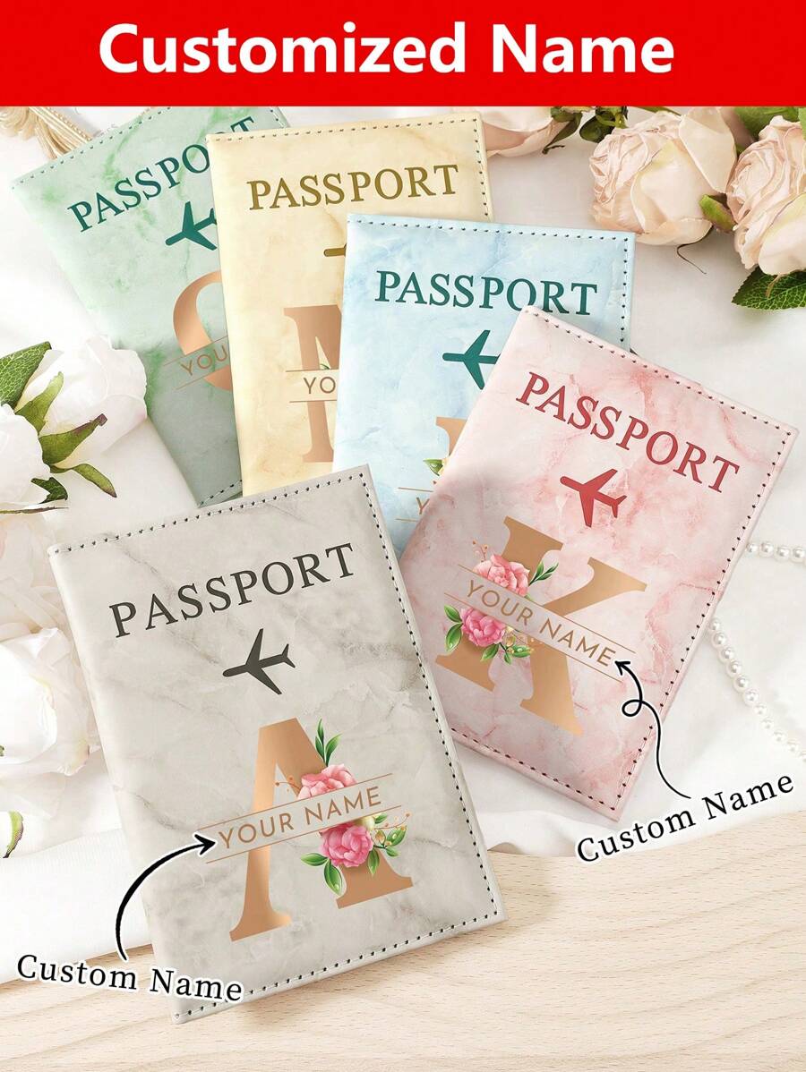 Custom Name & A-Z Letters Passport Wallet - Personalized Leather Passport Cover With Card Slots, Custom Travel Passport Case For Holiday Travel Protection, Multifunctional Custom Travel Essentials Organizer For Passport, Boarding Pass, Credit Cards, School Supplies, For Teenagers, Junior High School Students, Middle School Students, High School Senior High School Students, College Students, University Students, Freshman, Sophomore, Underclassmen,Chic Autumn, Urban Chill,New Year Glamour