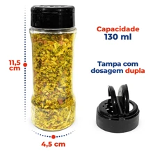 Seasoning Condiment Spice Holder Kit With 9 Plastic Jars 130ml Double Measuring Lid Iron Basket With Handle To Organize Kitchen Countertop Home Pantry Cabinet - 黑色 - 查看 3