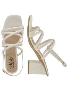 Women's High Heel Sandals Straps Elegant Formal Party Casual Mid-Season - Màu be - Xem 4