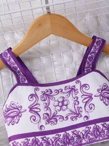 Young Girl' Retro Sleeveless Top And Long Skirt 2Pcs Set, Summer