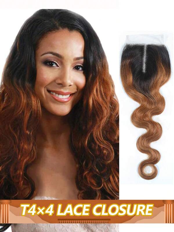 1B/30 Fechamento Ombre Lace Fechamento Cabelo Virgem Brasileiro Onda Corporal Longo Loiro Mel Fechamento Somente Pré-Pulked Com Cabelo de Bebê Renda Transparente T4X4 Fechamento