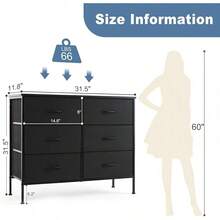 Soporte de TV para recámara, Centro de Entretenimiento con 5 Unidades organizadoras de Almacenamiento de Tela, Mesa de Consola Multimedia con televisión Abierta de 45 Pulgadas para Sala de - Negro - Ver 2