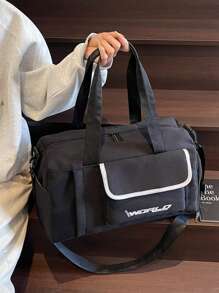 Casual Short Trip Bag For Women, Large Capacity Commuter Bag, Travel Luggage Organizer Bag, Shoulder & Crossbody Bag, Suitable For Sports & Gym Holiday Essentials Holiday Travel Essentials Travel Bag Travel Accessories - Black - View 8