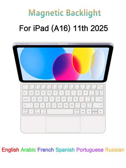 Magic Keyboard For IPad A16 11 Inch 2025 11th 10th Generation Tablet For IPadA16 Ipad11 Magnetic Smart Cover Keyboards Folio Case Compatible With IPad(A16) Tablet A3354, A3355 A3356 Backlit Trackpad