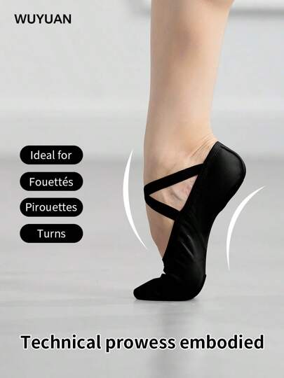 Chaussures de ballet en canevas stretch à semelle fendue à deux voies