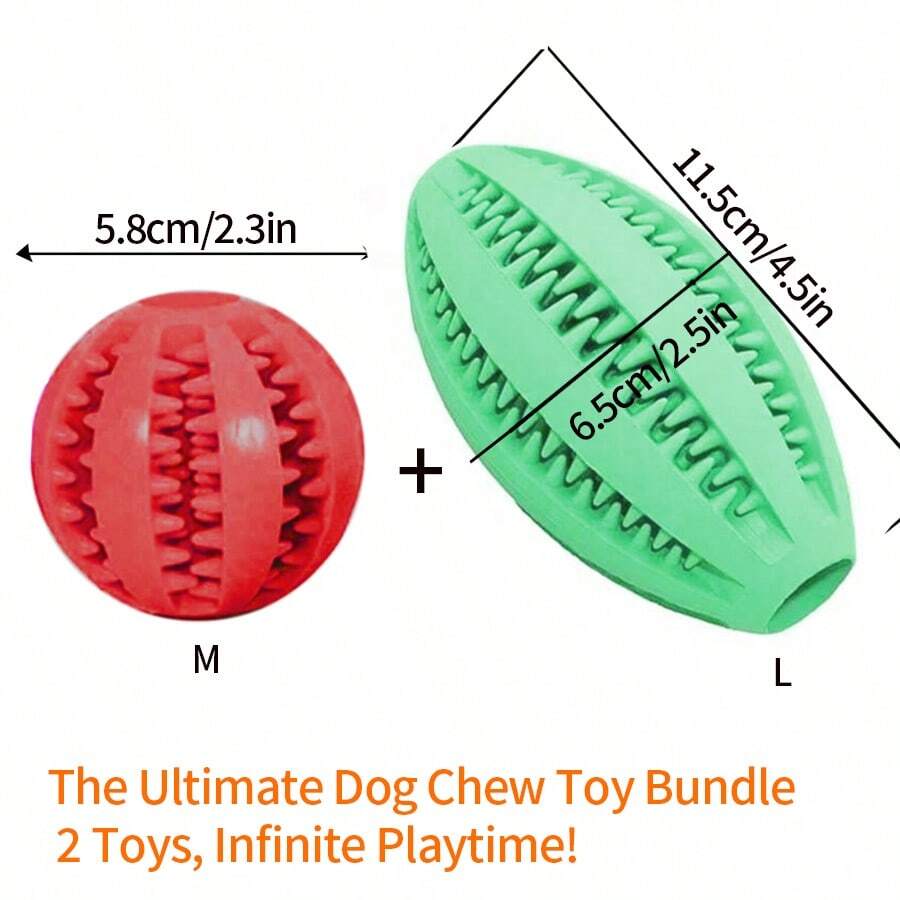 PETSIN 寵物狗咀嚼玩具清潔牙齒小吃球寵物狗玩具球天然橡膠超級堅韌互動彈跳寵物用品 - 彩色 - 查看 1