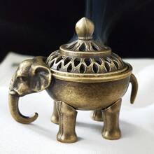 Arzător de tămâie pentru animale, Arzător de tămâie de elefant cu capac, Arzător de tămâie din metal, Colector de cenușă, Decor pentru casă/birou, Arzător de tămâie vintage, Bază pentru arzător de tămâie cu broaște, Suport portabil pentru tămâie, Decor pentru arzător de tămâie Zen, Romantic clasic european, Cină, Decorare interioară cu lumânări, Decorare camere - Multicolor - Vizualizare 4
