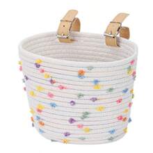 1 pieza Cesta de bicicleta, cesta de bicicleta para niño y niña, cesta de bicicleta tejida con cuerda de sisal, accesorios decorativos lindos para bicicletas, bicicletas de equilibrio y scooters - Multicolor - Ver 14