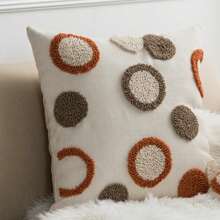 1/2 Vỏ gối nhung thêu họa tiết tròn, Vỏ gối trang trí họa tiết hoa Chenille mềm mại cho phòng ngủ, phòng khách, ghế sofa, thích hợp cho ngày lễ, tiệc tối, sân vườn, 30*50cm, 45*45cm - Màu be - Xem 11