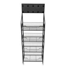 4Tier Retail Display Rack Stand, Snack Candy Display Organizer, Snack Rack, Basket Stand Cart - Black - View 9