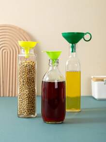 Set de 3 embudos de plástico, tamaños pequeño/mediano/grande, embudos de cocina para verter aceite/líquidos