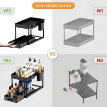 双层塑料储物架，台面储物架，水槽下多功能收纳架，调料架，浴室储物架，适用于家庭和商用厨房 - 彩色 - 查看 5