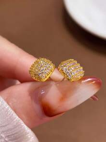 1 对 925 纯银闪亮方形耳钉女士防过敏耳环女士珠宝礼物生日礼物 - 耳環 - 查看 4