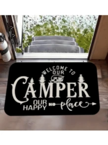 Camper Welcome Door Mat -Non-Slip,Easy Clean & Stain Resistant, MachineWashable Crystal Velvet Rug For Living RoomBedroom,Kitchen.Office & VacationHome Decor - Multicolor - View 1