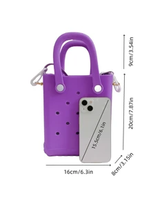 Mini Rubber Summer Beach Bag, EVA Hole Travel Tote Bag, Waterproof Storage Bag For Outdoor Sports Pool Boat - Purple - View 2