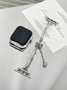 1 件时尚闪亮女式女孩超薄氧化锆锌合金手表手链,兼容 表带系列 10 9 8 7 6 5 4 3 2 1 38 毫米 40 毫米 41 毫米 42 毫米 44 毫米 45 毫米 46 毫米 49 毫米 Ultra 1/2 SE 适用于 表带替换 - 銀色 - 查看 5