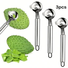 3/1 件装仙人掌削皮器套装 - 不锈钢水果蔬菜削皮器、勺子瓜球器和去籽器 - 适用于家庭和餐厅的易于使用的厨房小工具 - 彩色 - 查看 12