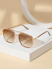 Visivana Gafas de sol de moda unisex estilo aviador retro con marco grande de metal, diseño clásico para exteriores, viajes, playa, uso casual, protección solar de verano, conducción elegante y moderna - Champán - Ver 4