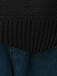 Plus Size Casual Solid Color Crew Neck Knit Sweater Vest - Black - View 6