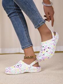 新款女士花园鞋，可调节宽松平底拖鞋，卧室/旅行/沙滩拖鞋，包头凉鞋 - 彩色 - 查看 4