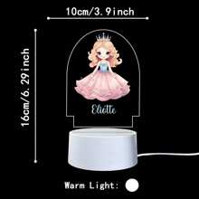1 pièce Lumière d'illusion LED 3D de lampe de nuit décorative de cadeau d'anniversaire avec personnalisation de nom de princesses de bande dessinée, lumière chaude, cadeau de Noël