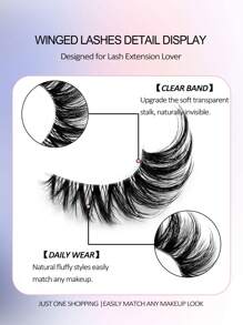 5 Pairs Asiteo Cat Eye False Eyelashes, Fishbone Shape, Transparent Band, Natural & Fluffy, 3D Thick & Long, Like Mink Lashes - Cat Eye Lashes - View 6
