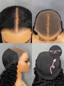 Peluca CurlyMe de cabello crespo y sin pegamento, con microcapucha 9x6, encaje transparente con nudos diminutos, cabello predecolorado, 180% de densidad, longitud de 16-28 pulgadas, con encaje frontal precortado y preaclarado, color natural para mujeres - SNatural - Ver 9