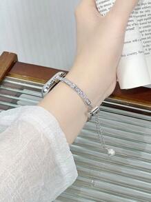 1 件时尚闪亮女式女孩超薄氧化锆锌合金手表手链,兼容 表带系列 10 9 8 7 6 5 4 3 2 1 38 毫米 40 毫米 41 毫米 42 毫米 44 毫米 45 毫米 46 毫米 49 毫米 Ultra 1/2 SE 适用于 表带替换 - 銀色 - 查看 3