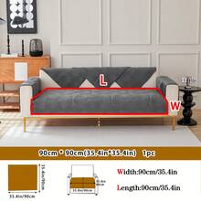 1 buah Bantal Komputer Berbulu Pendek dengan Bordir, Cocok untuk Semua Musim, Sarung Sofa Anti Gores dan Anti Selip, Pelindung Sofa Anti Hewan Peliharaan untuk Sofa Bentuk L dan Sofa 1/2/3/4 Dudukan (Dijual Satuan) - Dark Grey - View 13