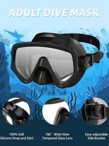 2 件套成人潜水面罩，钢化玻璃浮潜面罩 PVC 咬嘴防雾游泳镜防漏游泳面罩带鼻罩，适用于浮潜、自由潜水、游泳浮潜套装成人浮潜装备防雾全视野游泳面罩半干式上衣呼吸管潜水游泳旅行、沙滩必需品、沙滩配件、泳池浮板 - 彩色 - 查看 5