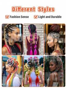 彩色编织假发 合成钩针编织辫子 24英寸 100克/件 渐变色巨型多色编织接发 脏辫 适用于盒式辫子（彩虹色）渐变多色