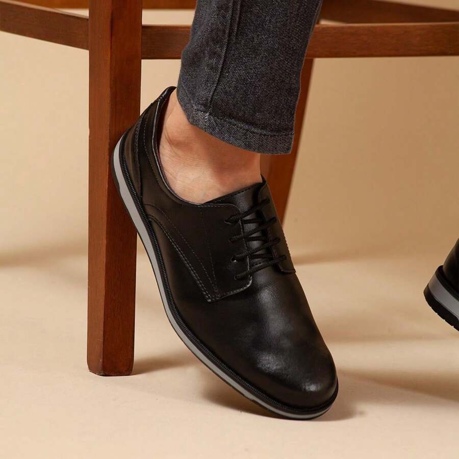 Men's Oxford Derby Dress Shoe For Everyday Wedding Work - Black - View 1