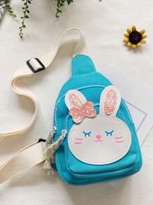 1pc Nylon Zipper Closure Korean Children'S Bag Girls Messenger Bag Fashionable Princess Girl Baby Cute Bunny Chest Bag, Comfortable And Adjustable Shoulder Straps, Versatile And Not Picky, Suitable For Outdoor, Play, Commuting, School Use, A Perfect Gift For Girls - Cartoon Chest Bag - View 8