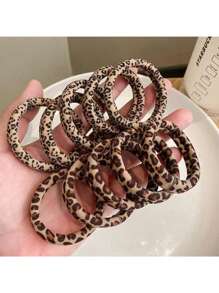 5条装女士发圈，新款高弹无缝豹纹发带，马尾辫发绳，女士高吸睛加厚发圈，马尾辫发圈，发绳，动物纹发带 - 彩色 - 查看 3