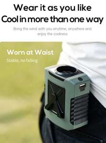 ViSSKO Ventilador de cintura resistente para homens - 4 velocidades, bateria de 8000 mAh, lanterna e saída de energia USB