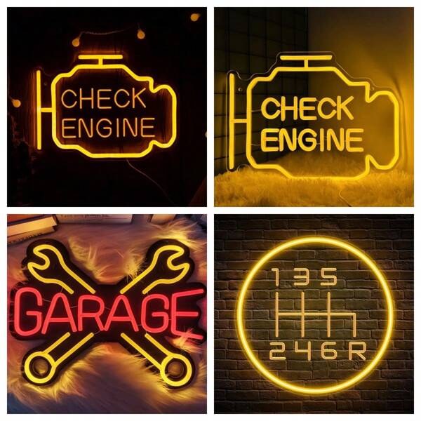 Check Engine Letter Neon Light, For Wedding, Engagement Party, Bedroom Decor, Multipurpose Decorative Wall Mounted Lights