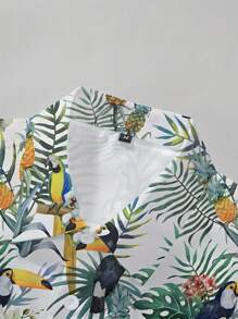 Summer Men's Coconut Tree 3D Digital Printed Short Sleeved Shirt, Men's Hawaiian Vacation Beach Shirt