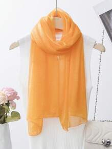 1 件柔软透气纯色网眼女士围巾，适合时尚和户外穿着，可用作披肩配饰女士 - 彩色 - 查看 35
